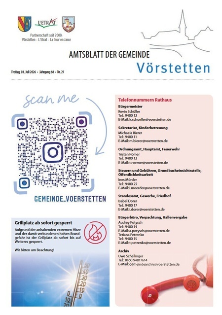 Amtsblatt der Gemeinde V�rstetten KW 27/2026